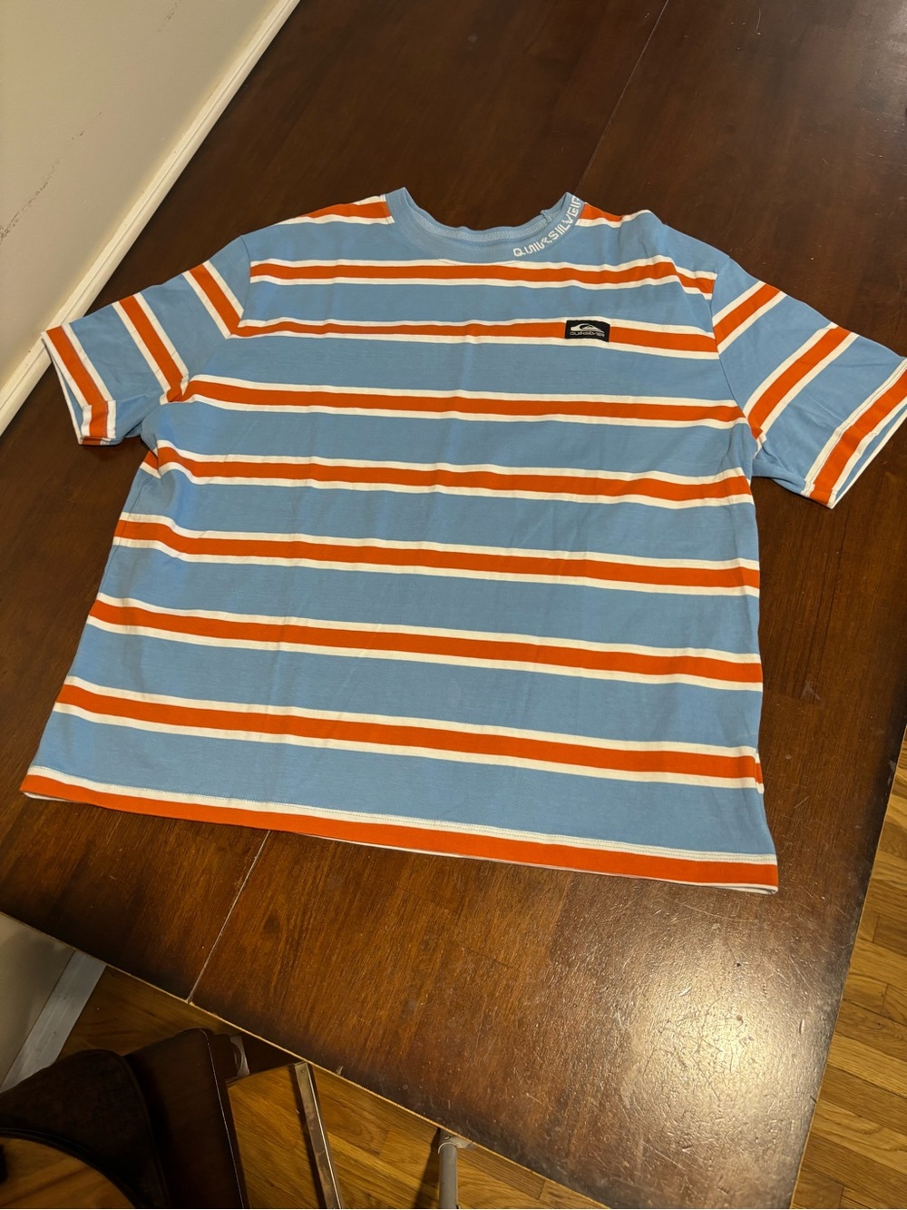 Quicksilver Striped Blue & Orange Mens Medium/Large Tee